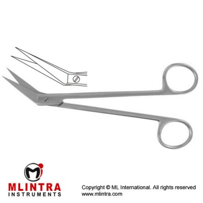 Locklin Gum Scissor Angled - One Toothed Cutting Edge Stainless Steel, 16 cm - 6 1/4"